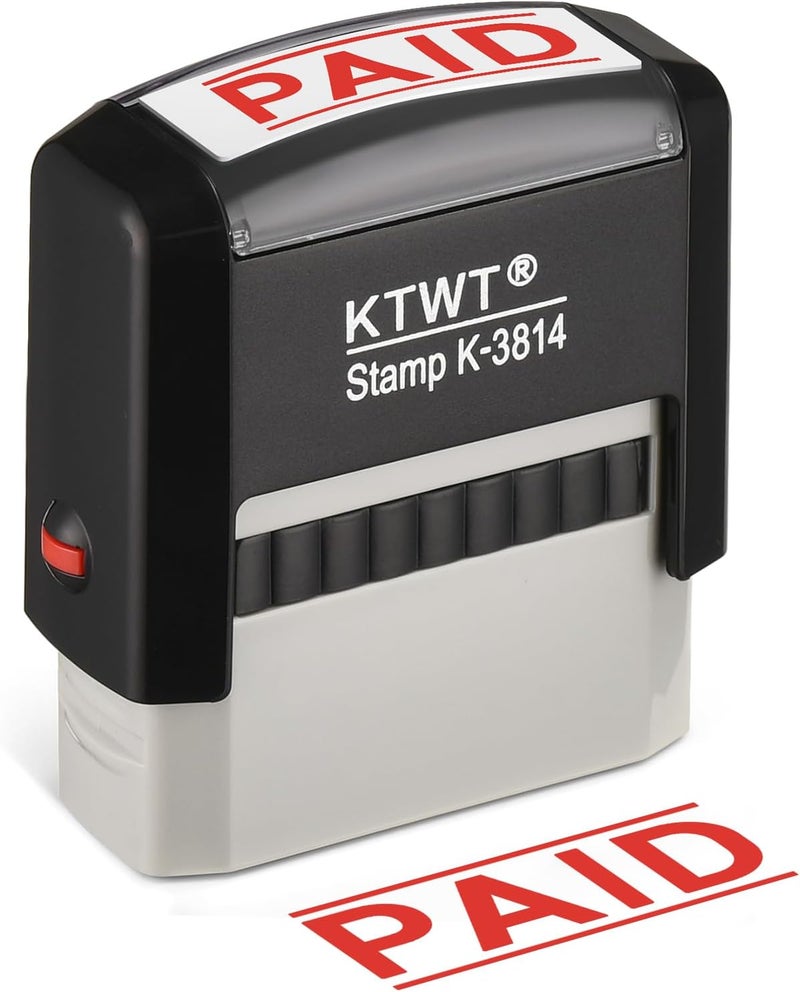 KTWT Paid Self Inking Stamp, Paid Stamps for Retail Use, Self Inking Stamp with Red Ink, Rubber Stamps for Business - Image 1